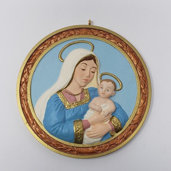 1996 Hallmark Madonna & Child 2-Piece Handcrafted Keepsake Holiday Ornament Set - Picture 3 of 9